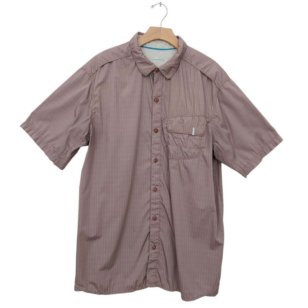 Columbia Shirt Mens XL Brown Short Sleeve Omni-Shade Sun Protection Outdoor